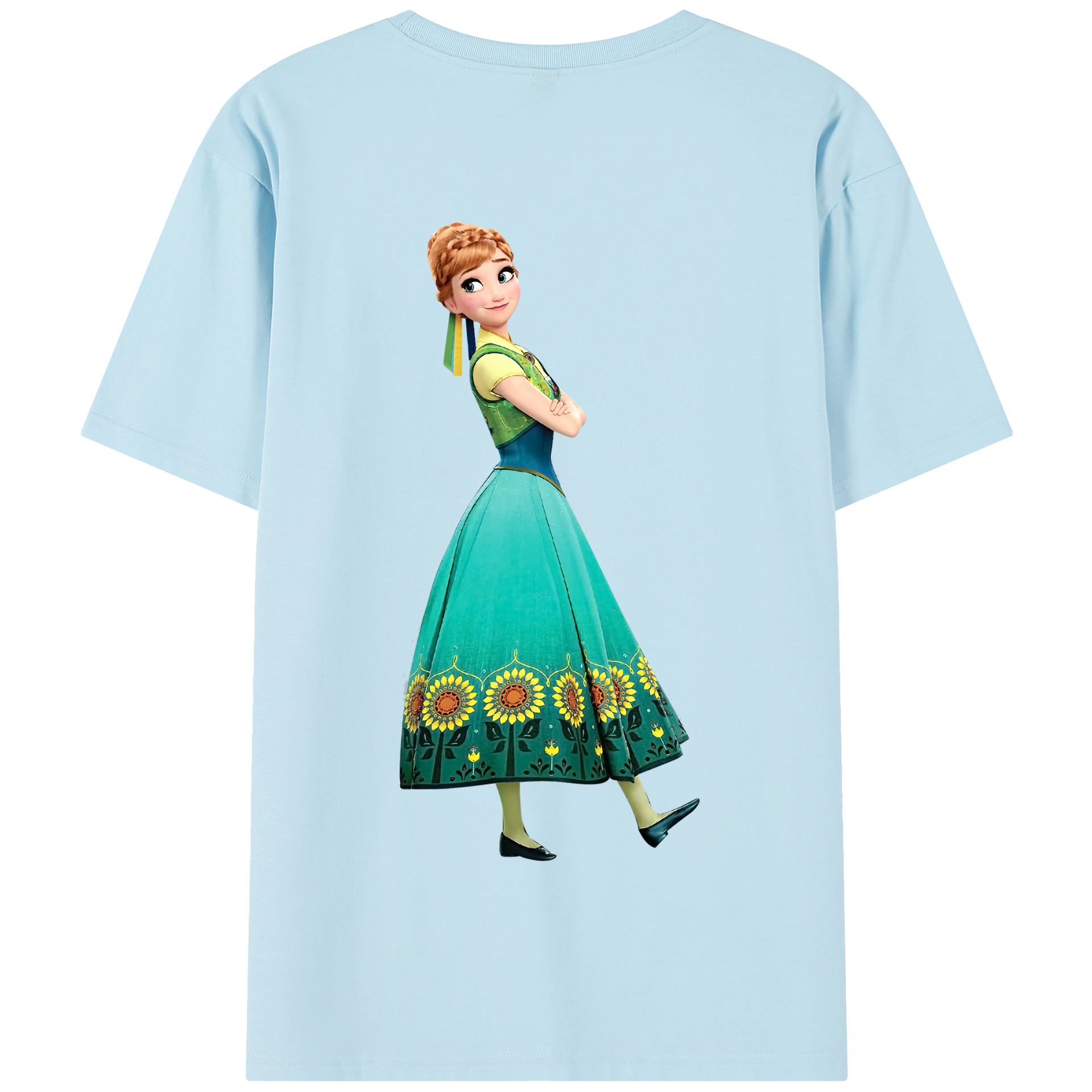（画像用） アナと雪の女王 アンナ エルサ Frozen Anna Elsa 綿100％半袖Tシャツ（背面プリント）